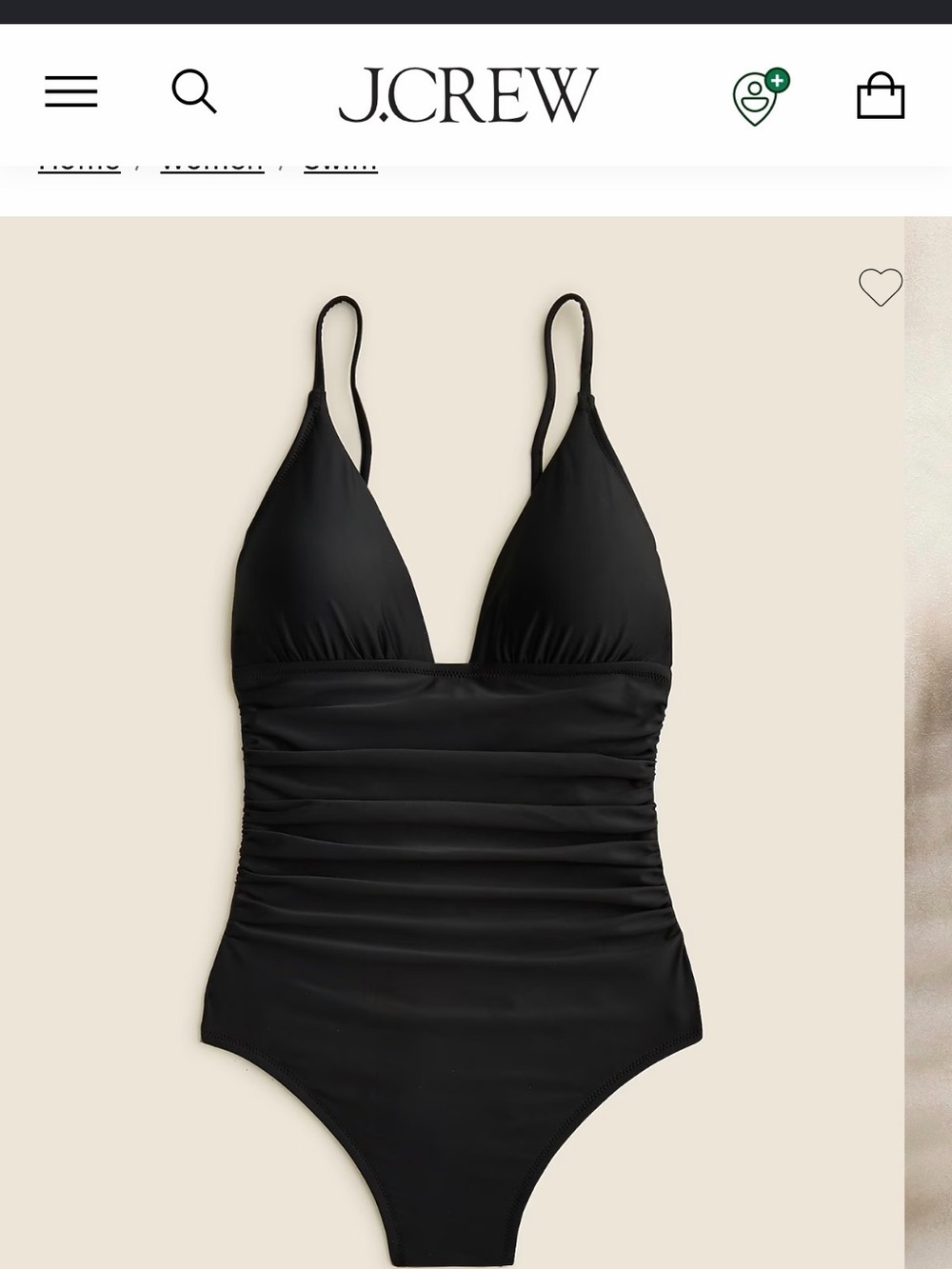 J. Crew Long-torso ruched plunge one-piece size 22 NWT